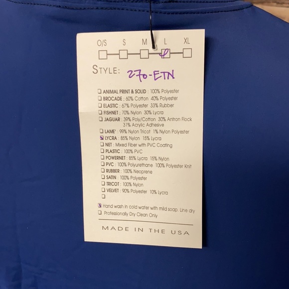 Catherine Coatney Men's Long Sleeve Blue Lycra Top NWT G2 - Picture 3 of 3
